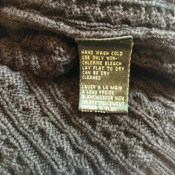Lauren Ralph Lauren Black Crew Neck Cable Knit 100% Cotton Sweater Size M - Picture 5 of 7